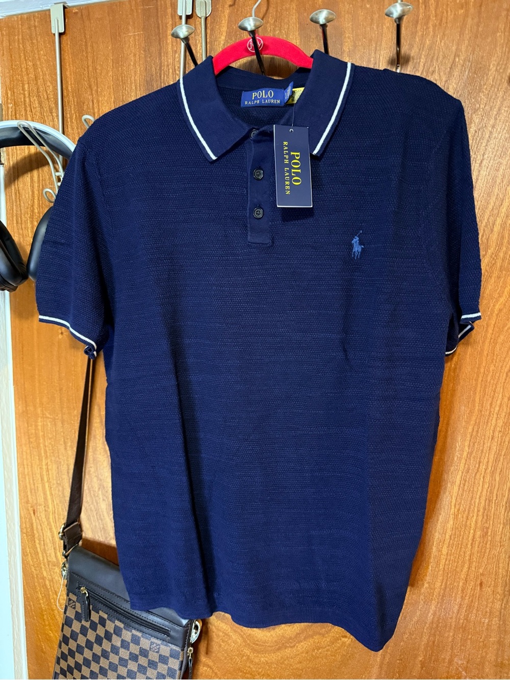 Ralph Lauren Navy Polo with White Tipping